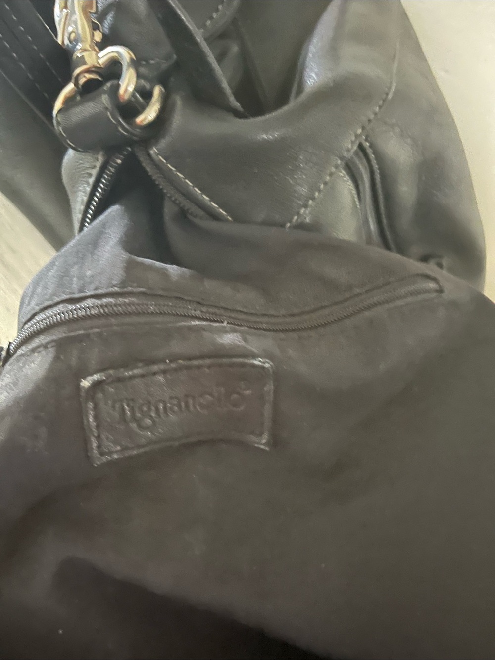 Tignanello Black Leather Backpack with Flap - Picture 7 of 8